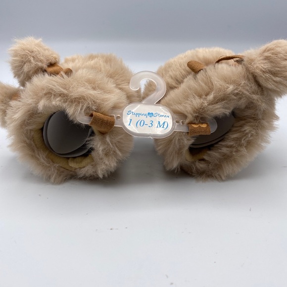 Stepping Stones Sz 1 (0-3mo)Brown Furry Baby Boots Moccasins Faux Suede Pom Poms - Picture 9 of 9